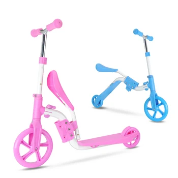 

2-in-1 Scooter for Kids Children with Folding Seat 2-in-1 Adjustable Kick Scooter Skateboard Walker Balance Bike