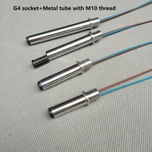 10 шт./лот 12 В G4 пластиковая розетка патрон+ 0.3mm2(22AWG) fep кабель+ металлическая трубка для люстры кристалл галогеновая лампа