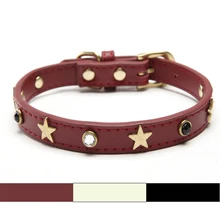 Натуральная кожа регулируемое ожерелье шпильки собака кошка ошейники звезда алмаз Extra large для большой собаки