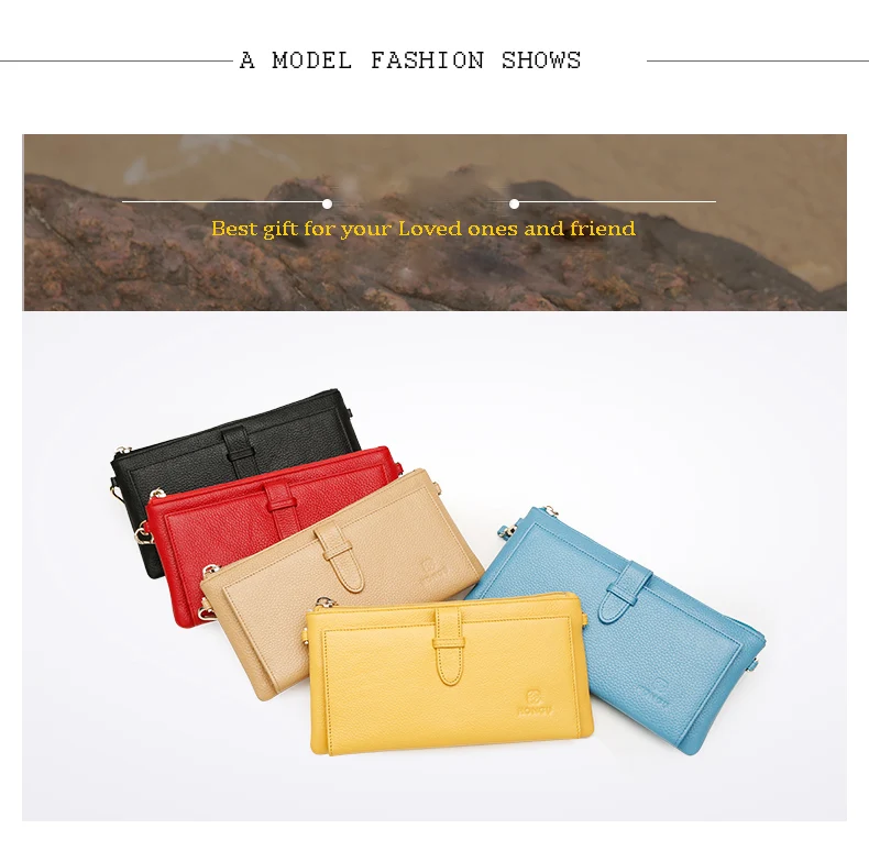 Luxury Fashion Women Wallets Lady Coin Purse Clutch Wrist Bag Girl Coin Pocket 100% Genuine Cowhide Leather Multi-function Purse     H40101394- (4)