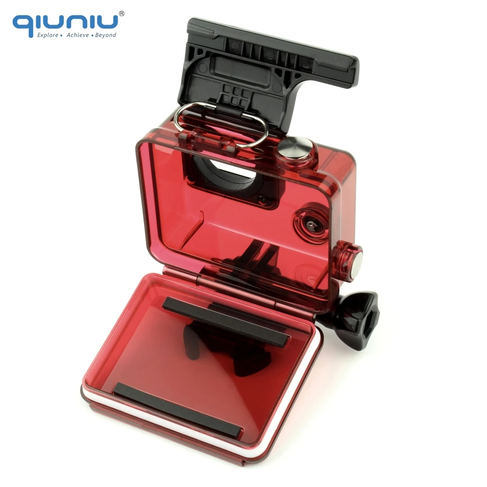 QIUNIU подводный водонепроницаемый корпус чехол для GoPro Hero 4 Hero 3+ 3 Аксессуары для экшн-камеры прозрачный красный