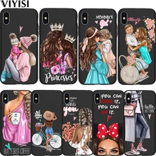 Принцесса Черный Коричневый волос ребенок мама девочка королева чехол для телефона Coque для Apple iPhone X чехол 7 8 6 6S Plus 5 5S SE X XS MAX XR Etui