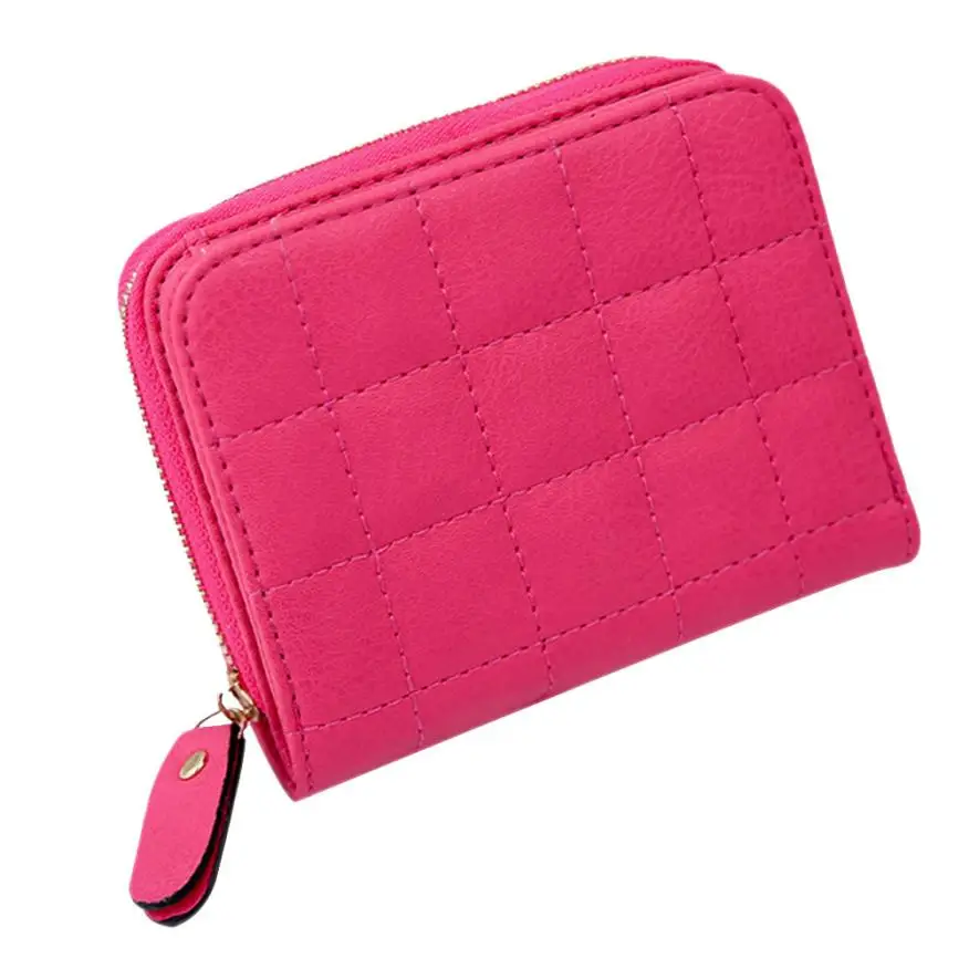 Hot Pink Женский кошелек, короткий, нубук, шахматы, маленький кошелек, клатч, кошелек, кредитная карта, ID держатель, чехол, сумка для денег,, Прямая поставка# Y - Цвет: Hot Pink