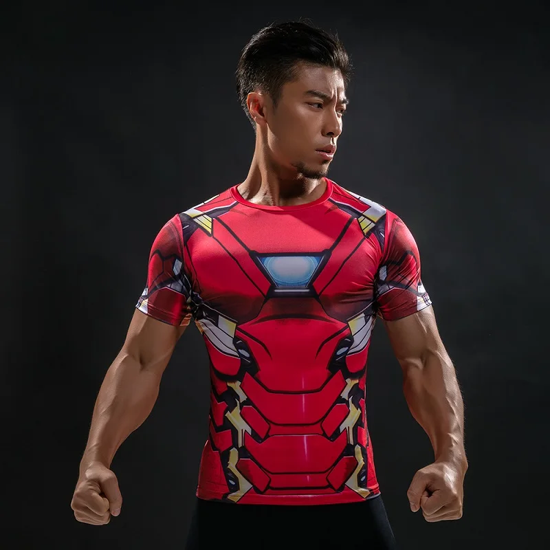 Футболка с 3D принтом «Капитан Америка», Мужская компрессионная рубашка, супергерой, комиксы Marvel, забавная одежда для фитнеса, Топы И Футболки для упражнений - Цвет: 3