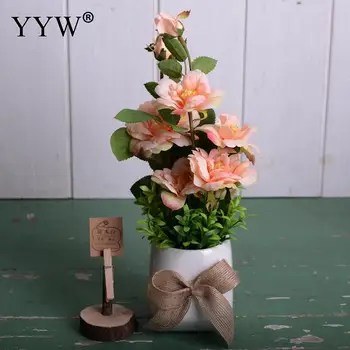 

1 Set Artificial Flowers High Quality Flower Potted Pot Fake Flowers Rose Decoration For Wedding Home Table Accessories Decor