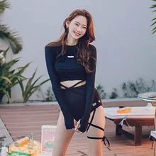 Раздельный купальник для женщин из двух частей одежда для серфинга купальники женские Купальники пуш-ап обтягивающие с длинным рукавом для серфинга под