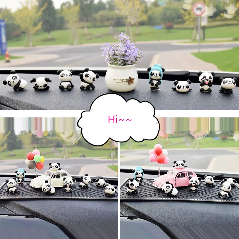 

8PC Personality Panda Car Jewelry Ornaments Cute Car Decoration High-end Car Central Control Interior Auto Products Accessories