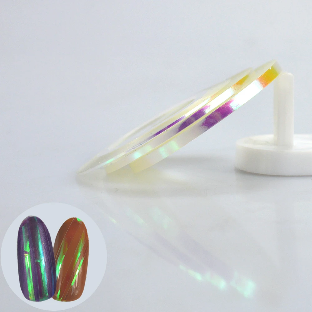 

1Roll 1mm2mm3mm Holographic Nail Art Striping Tapes Shining Laser Adhesive Line Decal DIY Holo Clear Decor Styling Sticker LA423