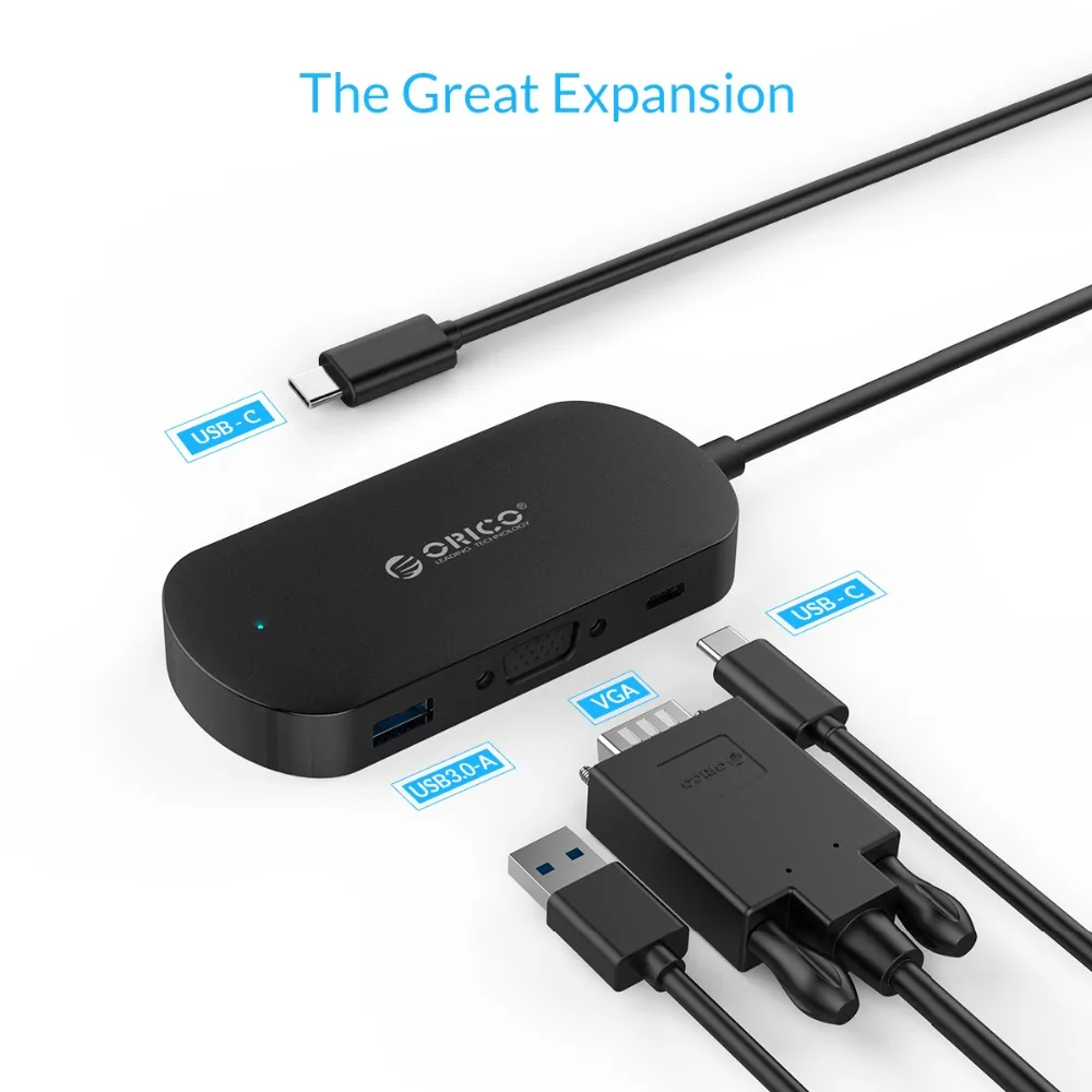 Адаптер ORICO type C на USB3.0/type C/VGA сверхскоростной концентратор для нового MacBook|USB-хабы|
