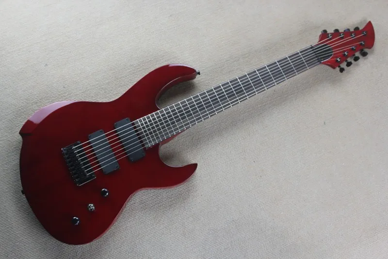

TOP Quality DIY Thru-Neck 8 String Electric Guitar 24Frets Metal Red eight string guitar,Real photo Showing -14-1221