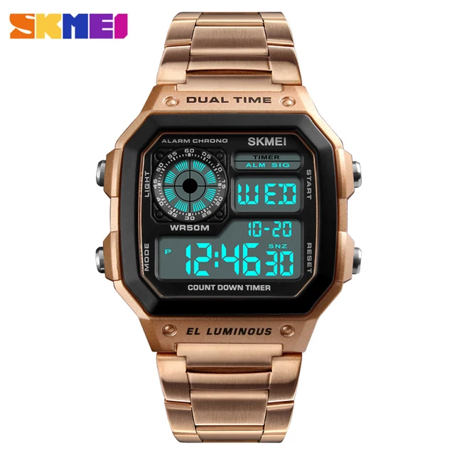 SKMEI Mens Watches Top Brand Luxury Waterproof Digital Watch Stainless Steel Wri SKMEI Mens Watches Top Brand Luxury Waterproof Digital Watch Stainless Steel Wri