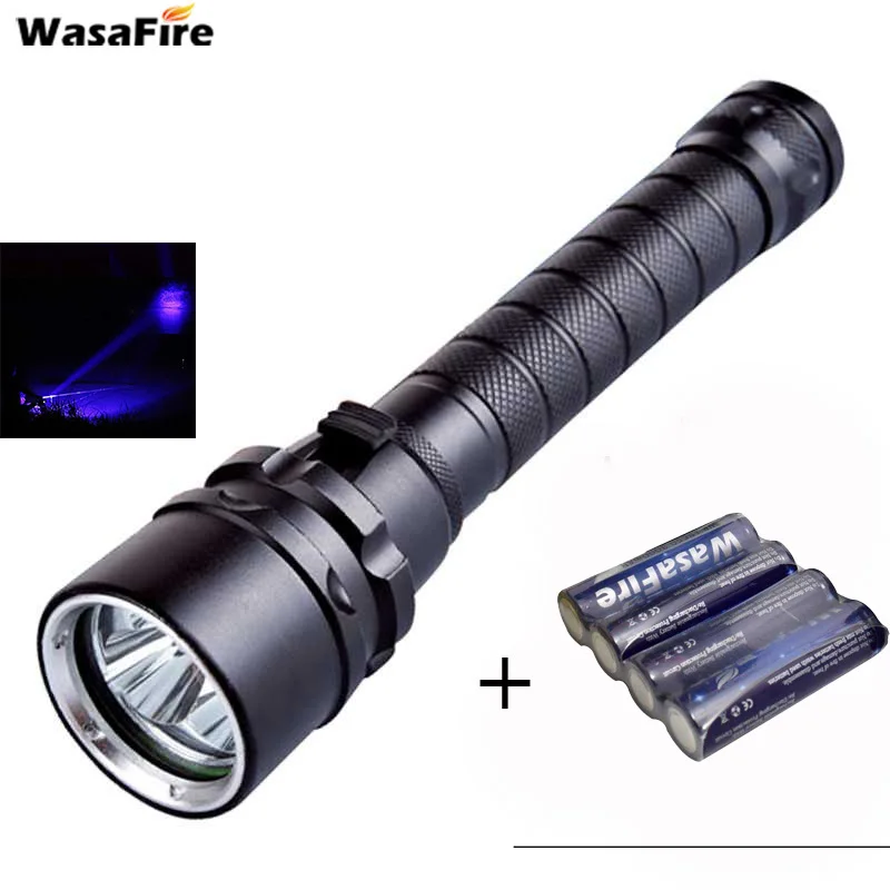 

UV Diving Flashlight 100m Underwater 3*XPE LED Waterproof Dive Torch Light Underwater Hunting Flash Lamp Purple Light Use 18650
