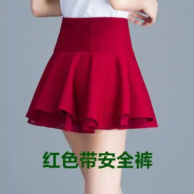 red skirt Короткая женская юбка с рюшами, высокая талия, галстук-бабочка, а-силуэт, юбки для женщин, белый, черный, мини-рок,, летняя пляжная одежда с цветами - Цвет: red skirt