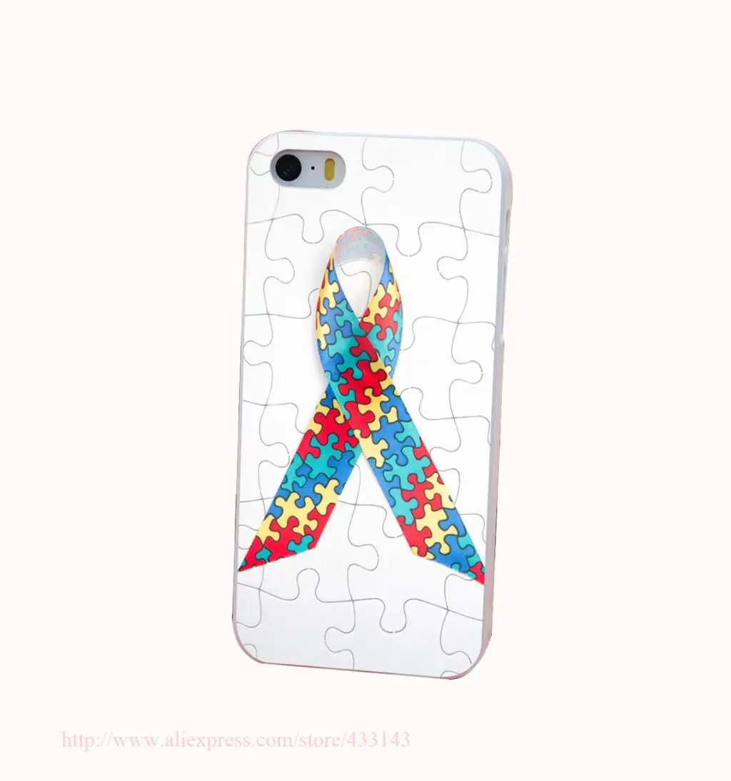 Puzzle Autism Awareness Hard White Cover Case for iPhone 4 4s 5 5s 5c 6 6s Protect Phone Cases