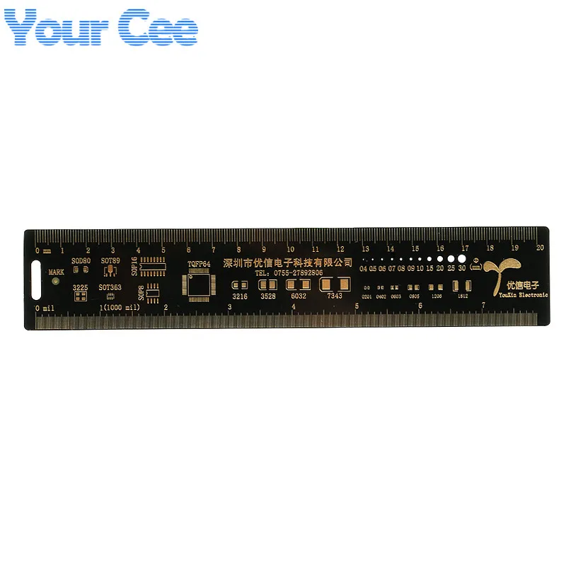 1 шт 20 см Многофункциональный PCB линейка, измерительный инструмент резисторный конденсатор микросхема SMD диод, транзистор посылка