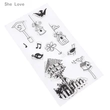 She Love Little Bird House Silicone Clear Stamp Transparent Rubber For Scrapbooking DIY Album Cards Making Decoration