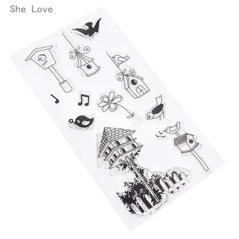 

She Love Little Bird House Silicone Clear Stamp Transparent Rubber For Scrapbooking DIY Album Cards Making Decoration