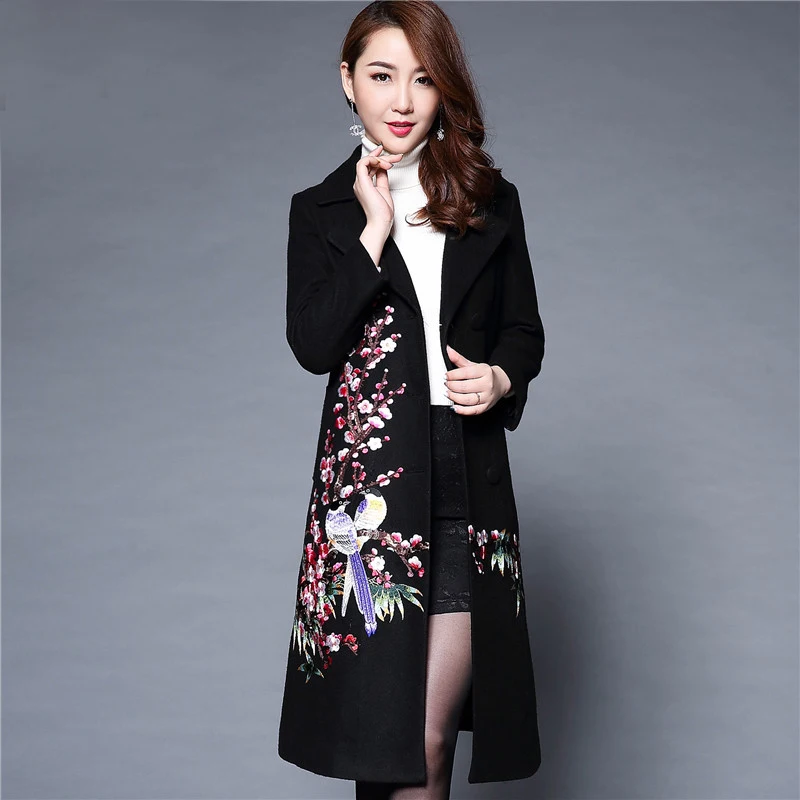 Женское длинное пальто с длинным рукавом и отложным воротником|women long coat|long coatslim