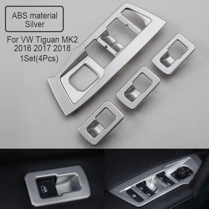 Atreus для Volkswagen Tiugan MK2, аксессуары для VW Tiguan, автомобильные стеклоподъемные панели, накладка, авто наклейки - Название цвета: ABS Silver