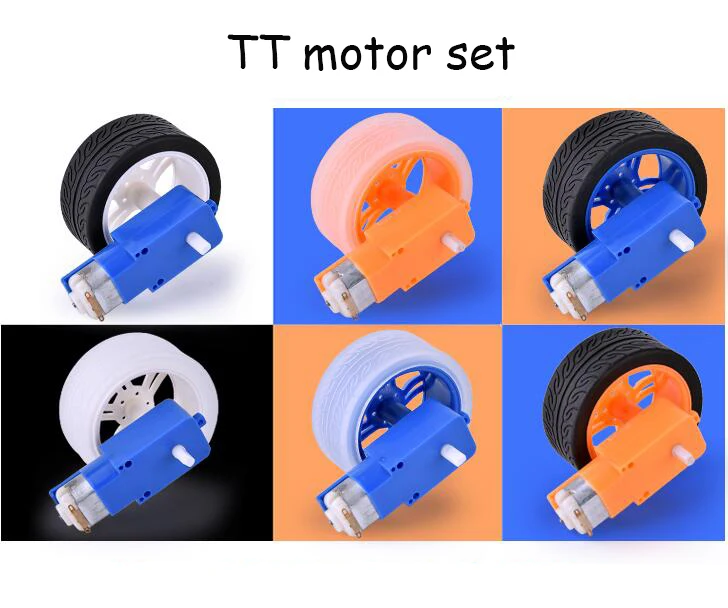 

4pcs TT Motor W/ Wheels 2pcs TT motor+2pcs 65mm Wheel Smart Car/DIY Robot Gear Motor 3V-6V 130 Motor For Arduino