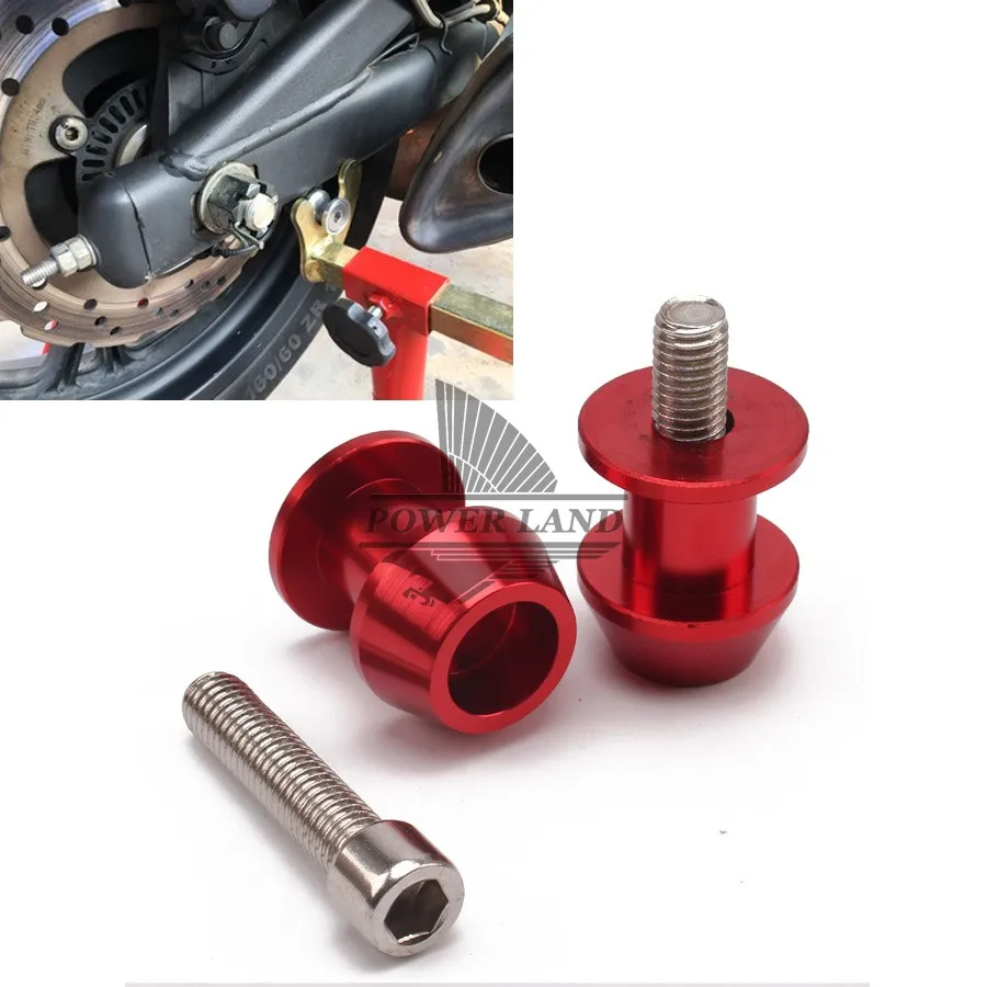 Red 8mm Motorcycle CNC Rear Stand Swing Arm Spool Sliders Stand