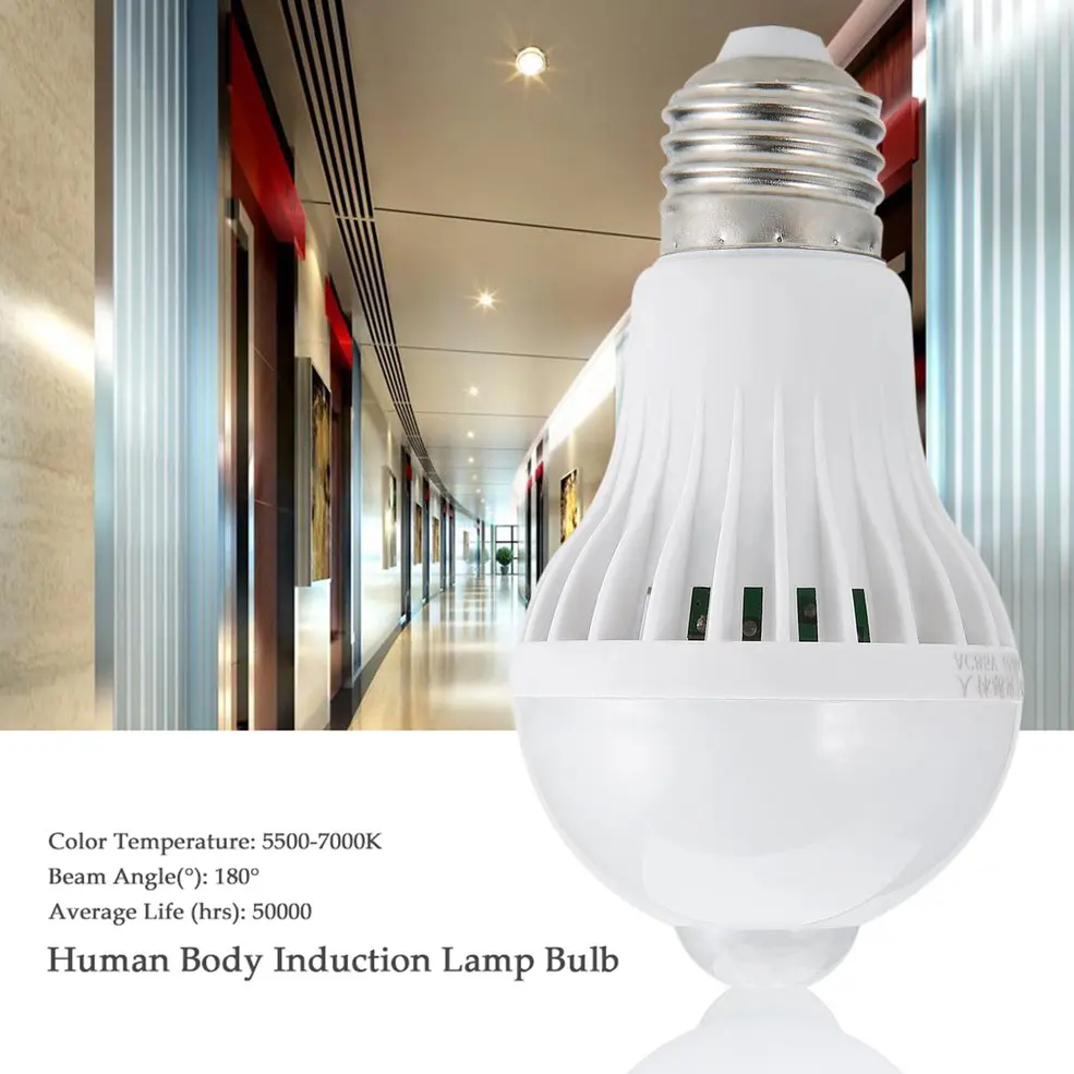 

10PCS E27 LED PIR Motion Sensor Lamp 7W Human Body Induction Lamp Bulb