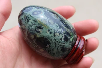 

natural peacock eye stone QUARTZ Crystal Egg Healing +STAND