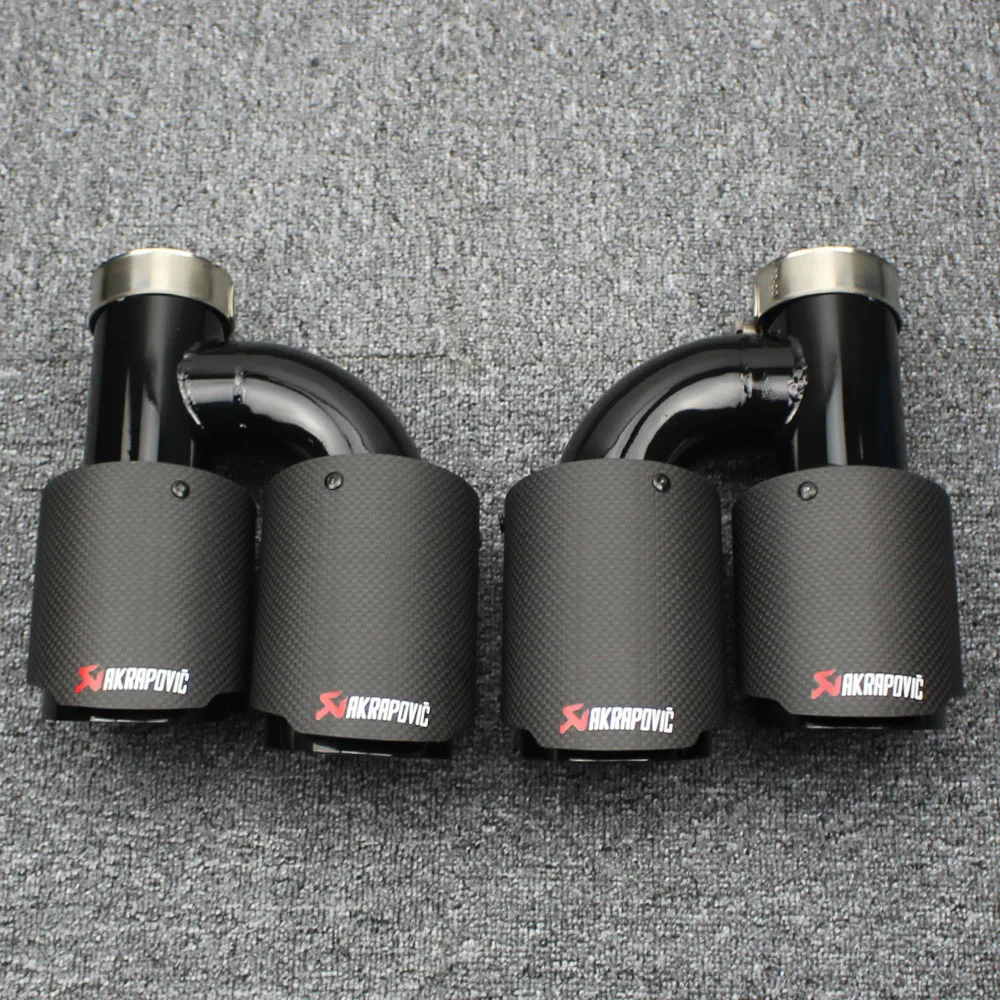 

Akrapovic Dumb Carbon Fiber Car Exhaust Pipe Muffler Left and rightTip Universal Stainless Steel h Shaped Black Tail pipes