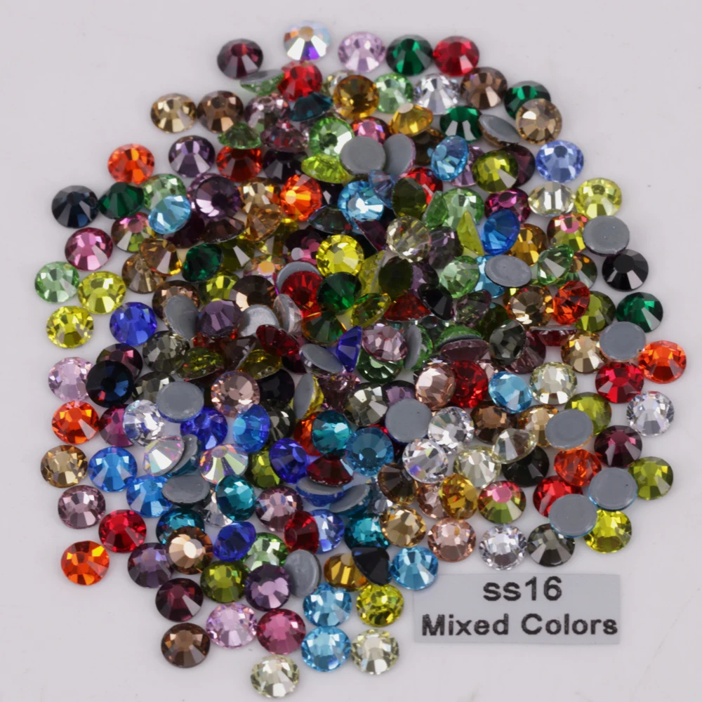 

1440pcs/Lot, High Quality ss16 (3.8-4.0mm) Mixed Colors Hotfix Rhinestones / Iron On Flat Back Crystals