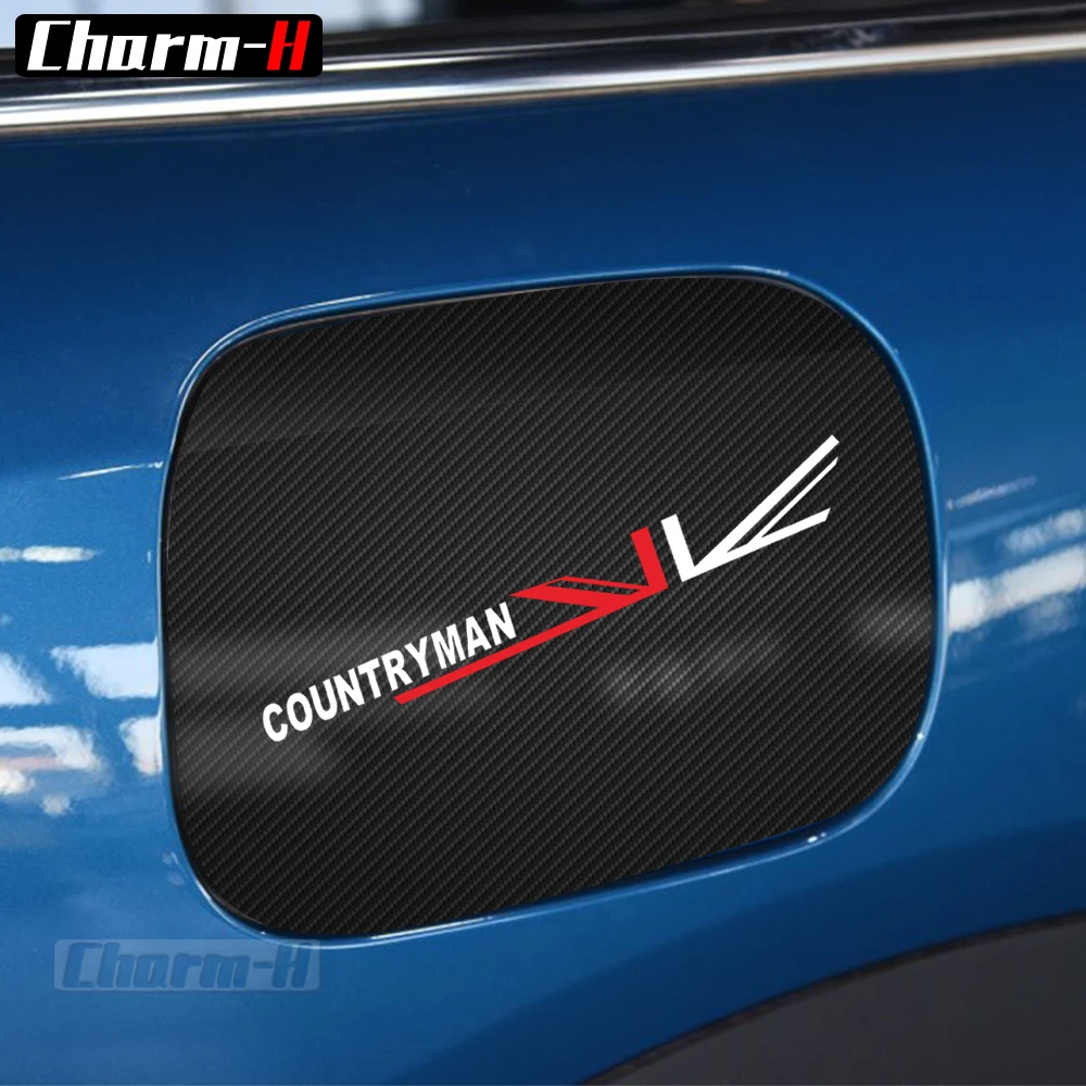 For Mini Cooper Countryman F60 Union Jack Style 5D Carbon Fiber Vinyl Car Decoration Fuel Cap Tank Cover Sticker Decals 2017-