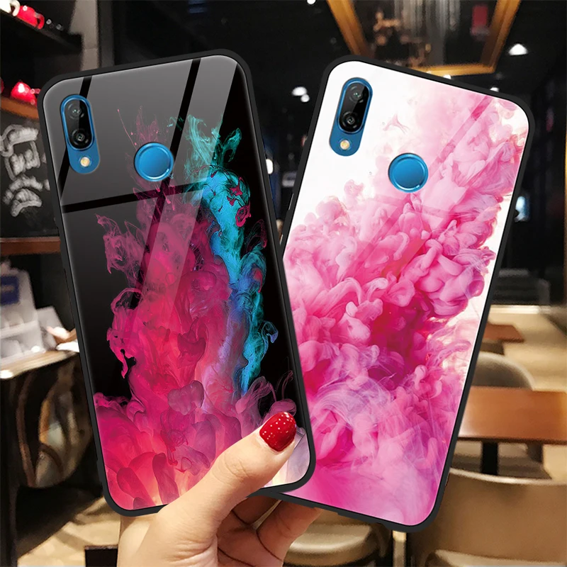 

Flower Tempered Glass Case For Huawei Honor View 20 8X 9 10 7A Pro Nova 3 3i 3e 4 4e Capa Cover For Huawei Y6 Y9 2019 2018 Case