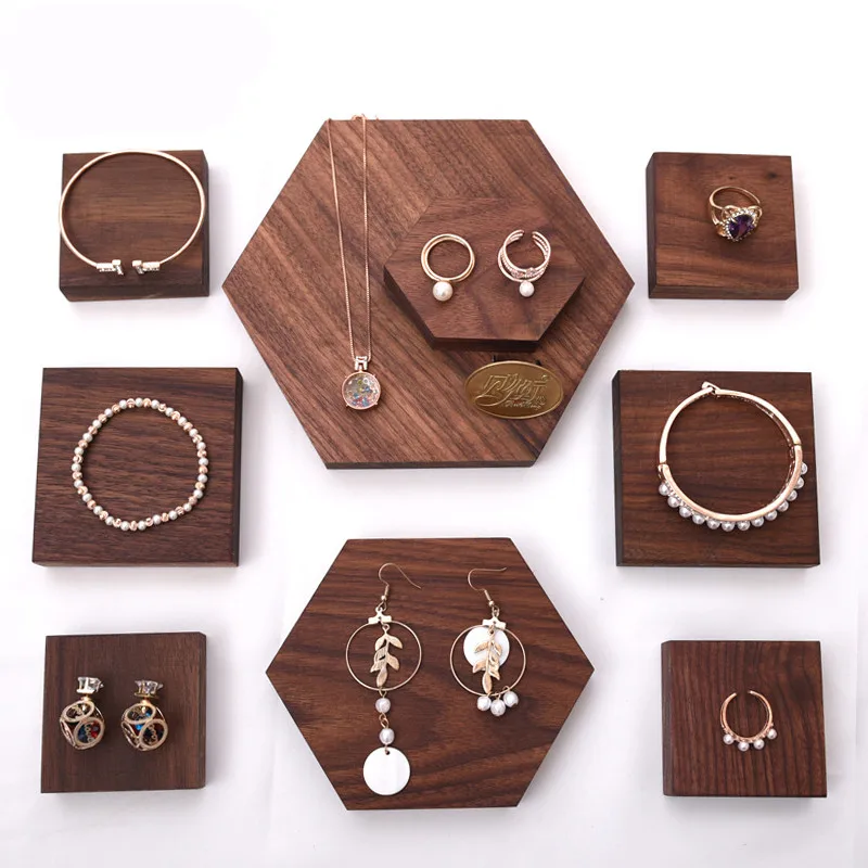  Solid Wood Jewelry Display Blocks Jewelry Display Stand EarringsPendant Bracelets Ring Display Rise