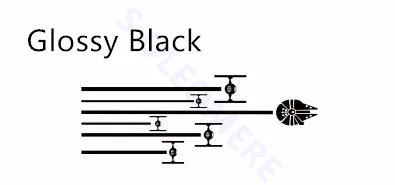 Авто капот боковые задние окна или двери автомобиля Декор стикер Звездные войны Tie Fighter полосы графика виниловые наклейки для автомобиля стиль - Название цвета: Glossy Black