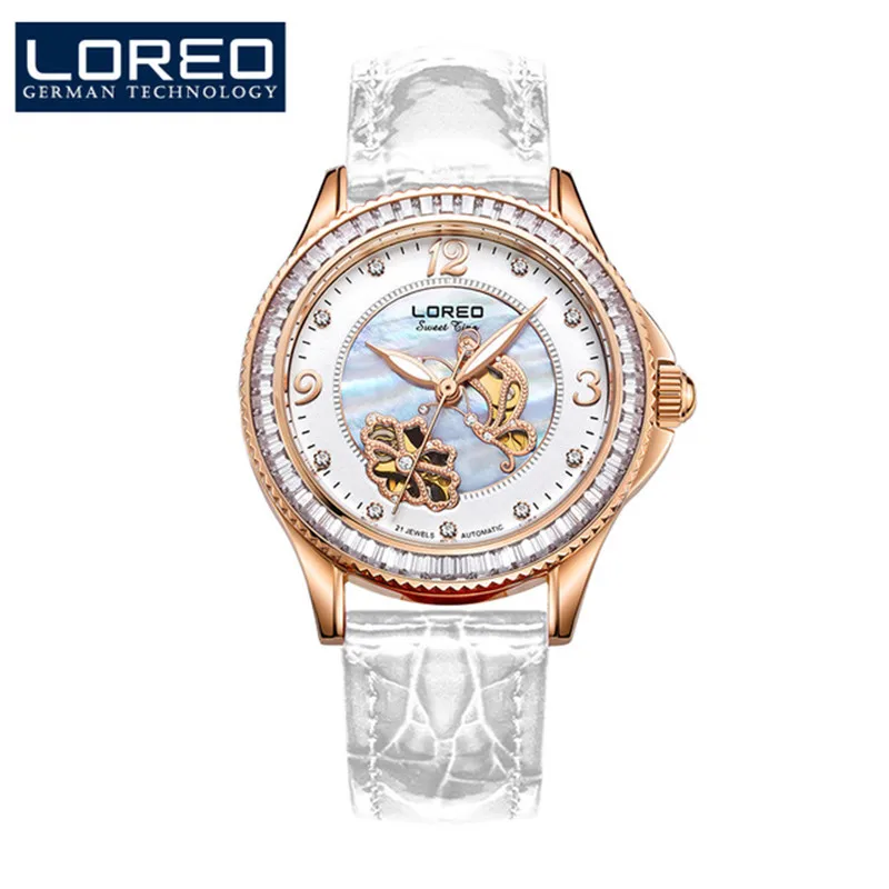 

LOREO Simple Fashion 316L Stainless Steel Rose Gold Watch Women Dress Watches Luxury Diamond Quartz Watches For Girls O82