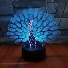 Павлин с распущенным хвостом 3d Визуальный ночник креативный Красочный Usb светодиодный свет сенсорная зарядка Led подарок на день рождения 3D лампа