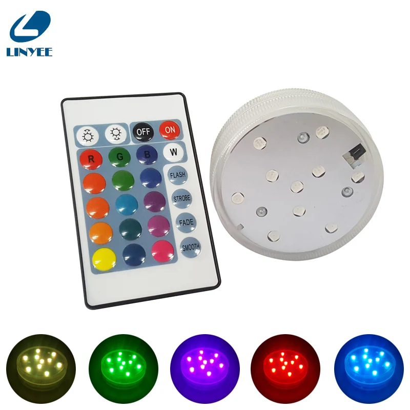 

LINYEE Submersible LED Light Underwater 3AAA Battery Table Decoration Waterproof 16 Color Change 24Key Remote Control for Party