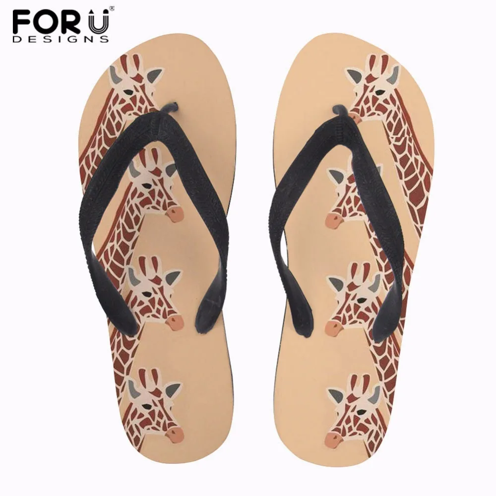 

FORUDESIGNS Giraffe Summer Women Flip Flops Fashion Beach Lady Slippers Flip Flops Women Casual Outside Flat Heel Flipflops