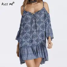 2018 Sexy Beach Cover Up Off Shoulder Loose blue Printed Swimwear Dress Ladies Bathing Suit Cover Ups Beach Tunic Saida De Praia 2018 Sexy Beach Cover Up Off Shoulder Loose blue Printed Swimwear Dress Ladies Bathing Suit Cover Ups Beach Tunic Saida De Praia