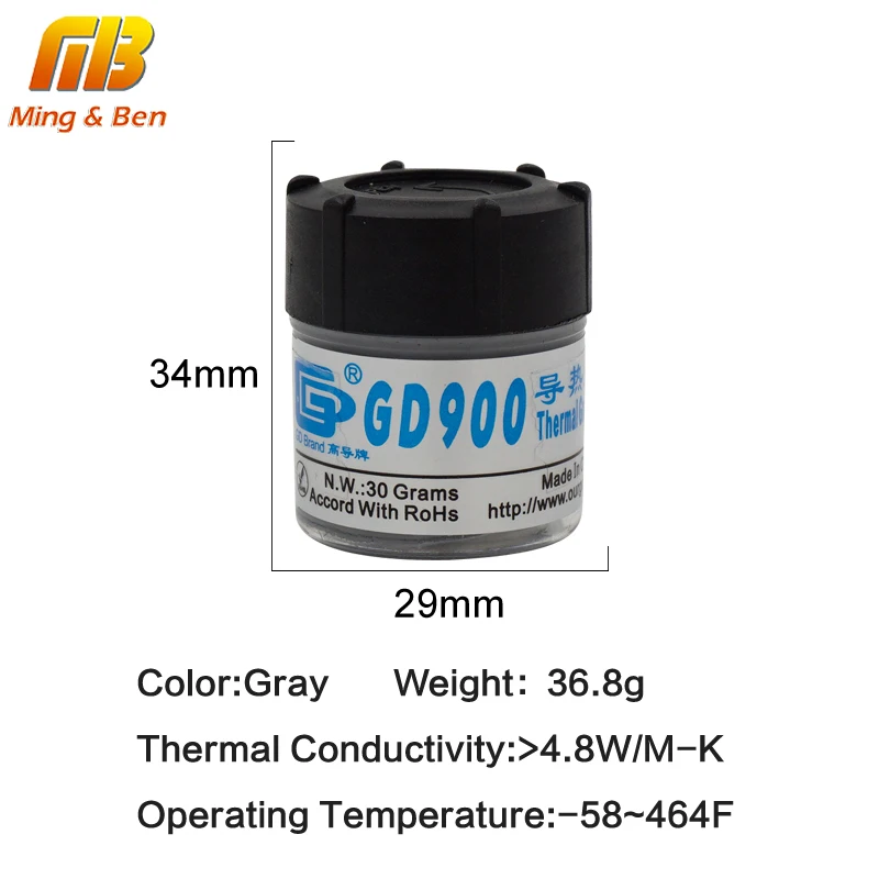 Теплопроводящая силиконовая паста GD900 теплоотвод вес нетто 30 г высокая производительность Лучший светодиодный охлаждающий чип
