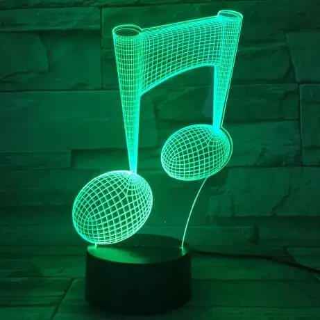 Светодиодный 3d-ночник Музыка Примечание с 7 цветов света для украшения дома лампа потрясающая визуализация Оптическая иллюзия удивительные подарки - Испускаемый цвет: Music Note 3