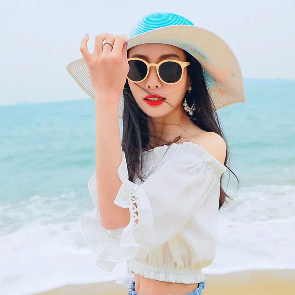 MISSKY جديد فتاة قبعات للحماية من الشمس لطيف الكرتون الكتابة على الجدران رسمت الصيف شاطئ أحد سترو قبعات للأطفال