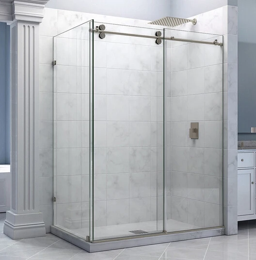 DIYHD 5FT/6.6FT Stainless Steel Twin Roller Shower Door Frameless