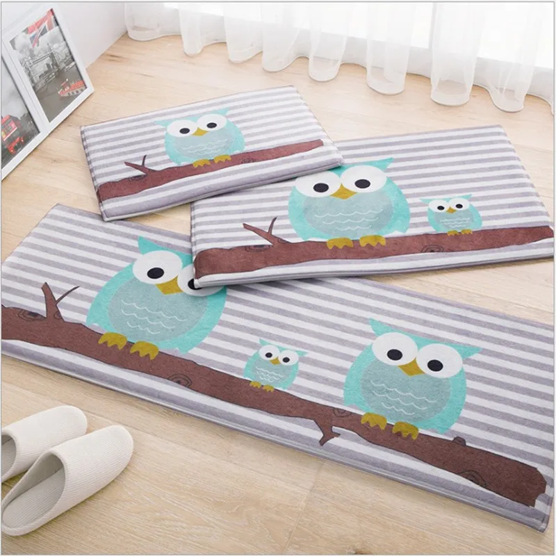 Коврик с совами 45*120 см кухонный коврик мультяшный домашний Ковер Дверной нескользящий коврик напольный коврик прямоугольный напольный коврик Современный домашний декор коврик в форме совы