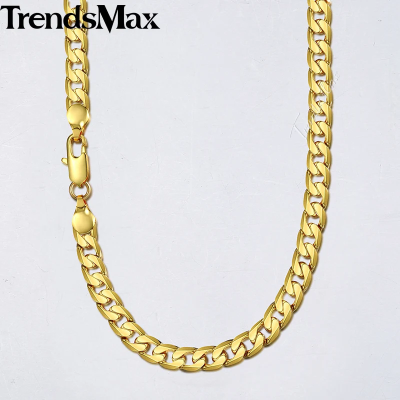 

Trendsmax Men's Necklace Gold Cuban Link Chain Necklace For Men Women Wholesale Dropshipping Male Jewelry Gifts 4/8/10mm KGNM48