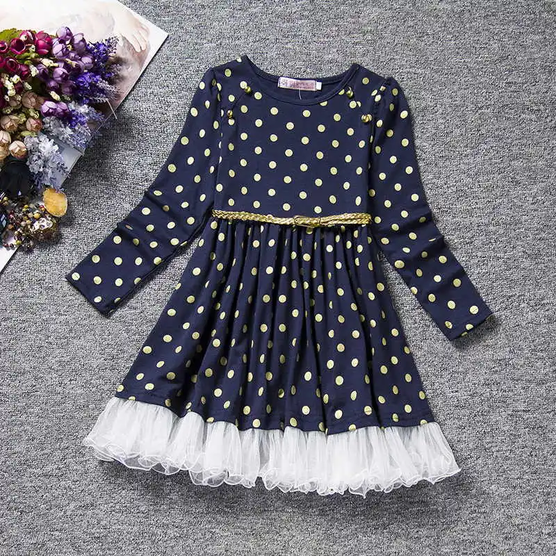 Милая осенне-зимняя одежда для малышей платье с длинными рукавами для девочек Детские платья для девочек, вышитая юбка с цветами бальное платье для вечеринки - Цвет: Blue