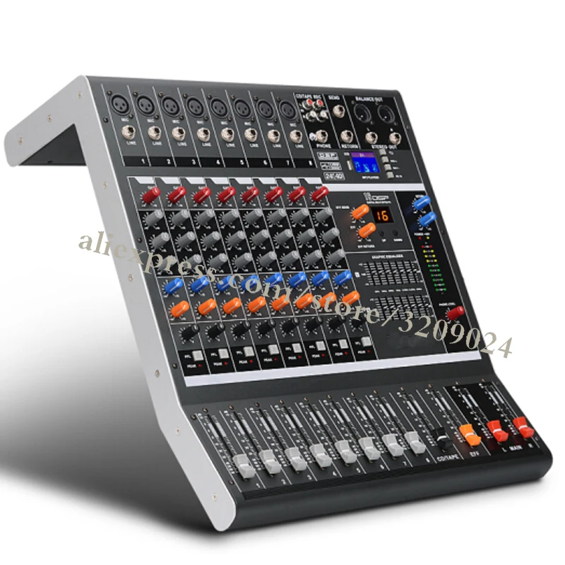 US $323.00 8 Channel Pure Mixer Stage Performance Conference Audio Bluetooth USB Reverb Tuner Balance Wedding Live Microphone Equipment