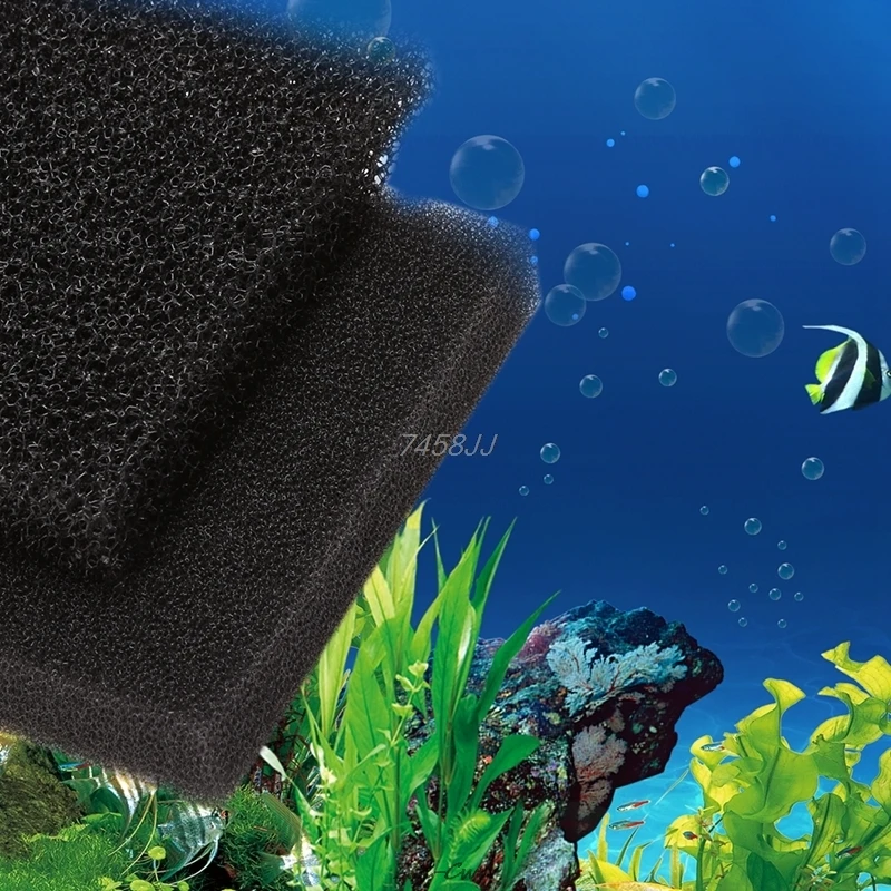 SimpleLife Aquarium Biochemical Cotton Filter Foam Fish Tank Sponge 100 cm x 12 cm x 2 cm,Middle Hole,Black