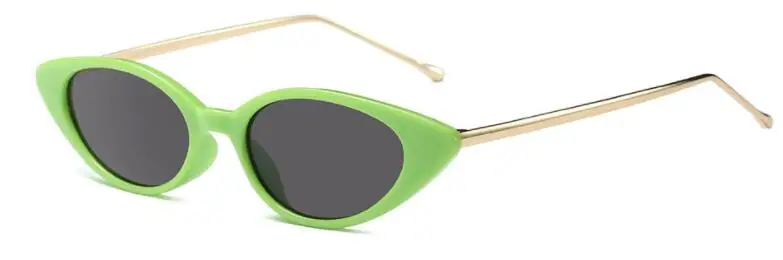 УНИКАЛЬНЫЕ Солнцезащитные очки кошачий глаз женские тонкие очки в черепаховой оправе маленькие очки Модные металлические черные солнцезащитные очки для женщин милые сексуальные Оттенки UV400 - Цвет линз: C5 green frame black