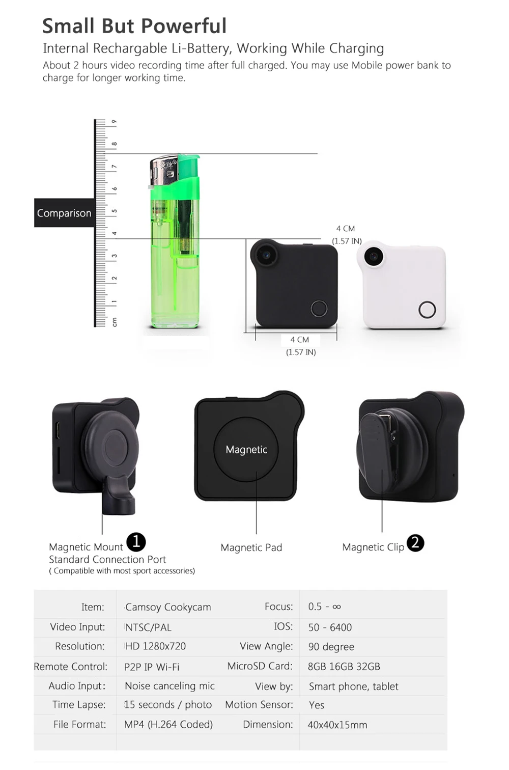 C1 WiFi P2P мини камера Веб-камера IP видеокамера с датчиком движения DV DVR магнитный зажим HD 720P видео аудио рекордер H.264 микро камера