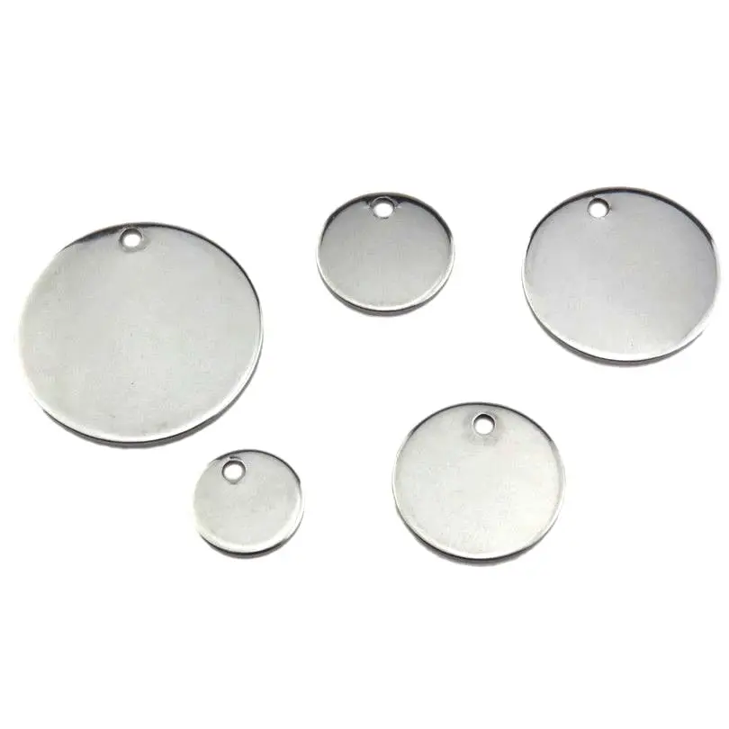 

10pcs/lot Round Charms Stainless Steel Blank Stamping Tags Charms Silver Tone Metal Pendants for Jewelry Making 5 Sizes